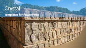  Presentation with us mexico border wall separating - Cool new presentation theme with pyramid balls - chichen itza tzompantli the wall backdrop and a teal colored foreground