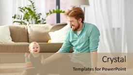  Presentation with pyramid - Presentation design with pyramid balls - family fatherhood and people concept background and a coral colored foreground