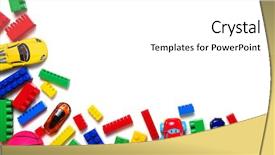  Presentation with children plush toy and dolls - Theme enhanced with pyramid balls - top view children toys background and a  colored foreground