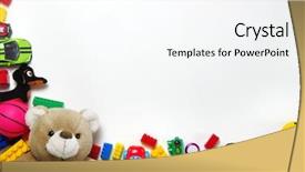  Presentation with pyramid - Presentation theme featuring pyramid balls - top view children toys background and a sky blue colored foreground