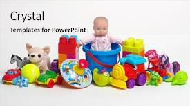  Presentation with pyramid - Audience pleasing theme consisting of pyramid balls - toys on a white background backdrop and a white colored foreground