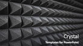  Presentation with recording studio - Colorful slides enhanced with acoustic protection - foam soundproofing coating close-up recording backdrop and a dark gray colored foreground