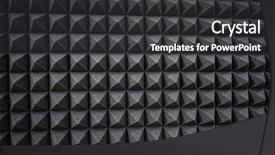 Presentation with recording studio - PPT theme enhanced with acoustic protection - foam soundproofing coating close-up recording background and a dark gray colored foreground