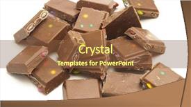  Presentation with white chocolate - PPT theme featuring pyramid energy - chocolate bar pieces with candies background and a tawny brown colored foreground