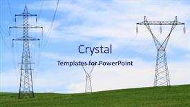  Presentation with transmission lines - Cool new slides with pyramid energy - electric power transmission lines backdrop and a sky blue colored foreground