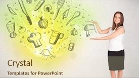  Presentation with nutritional assessment - Colorful presentation theme enhanced with woman model with curly hair backdrop and a gray colored foreground