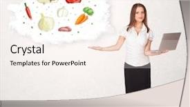  Presentation with cloud - Presentation design featuring pyramid energy - young girl presenting nutritional cloud background and a cream colored foreground