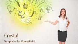  Presentation with nutritional supplements and vitamins - Slide deck with pyramid energy - young girl presenting nutritional cloud background and a  colored foreground