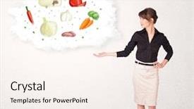  Presentation with nutritional analysis - Beautiful theme featuring pyramid energy - young girl presenting nutritional cloud backdrop and a cream colored foreground