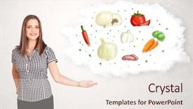  Presentation with cloud - PPT layouts enhanced with pyramid energy - young girl presenting nutritional cloud background and a sky blue colored foreground