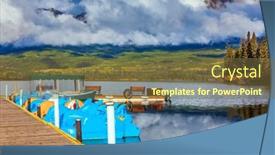  Presentation with cold water - PPT layouts with pyramid-lake-boat-pier background and a tawny brown colored foreground