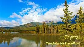  Presentation with pine trees - Presentation theme featuring pyramid-lake-picturesque-small-island background and a tawny brown colored foreground