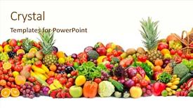  Presentation with pile - Audience pleasing slide deck consisting of pyramid marketing - big pile fruits and vegetables backdrop and a cream colored foreground