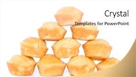  Presentation with corn - Beautiful PPT theme featuring pyramid of corn bread muffins isolated on white background backdrop and a white colored foreground