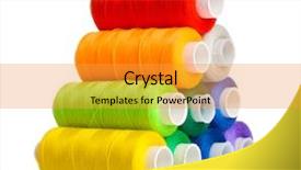  Presentation with thread - Cool new slide set with many-coloured bobbins of thread backdrop and a gold colored foreground
