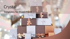  Presentation with pyramid - Presentation consisting of pyramid of present boxes background and a coral colored foreground