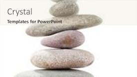  Presentation with balance life - PPT theme having pyramid-of-sea-pebbles-isolated background and a soft green colored foreground