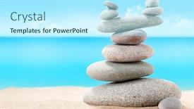  Presentation with balance life - PPT theme consisting of pyramid-of-sea-pebbles background and a arctic colored foreground