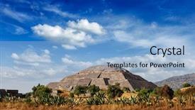  Presentation with teotihuacan - Slide deck with pyramid of the sun teotihuacan background and a light blue colored foreground