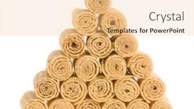  Presentation with wafer - PPT layouts enhanced with pyramid of wafer rolls isolated on white background and a coral colored foreground
