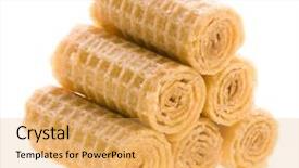 Presentation with wafer - Beautiful theme featuring pyramid of wafer rolls isolated backdrop and a yellow colored foreground