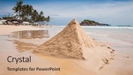  Presentation with sri lanka tamil - Audience pleasing theme consisting of pyramid on the wonderful beach backdrop and a coral colored foreground