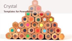  Presentation with colored pencils - Beautiful slide set featuring pyramid stack of colored pencils with clipping path backdrop and a lemonade colored foreground