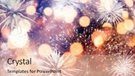  Presentation with new year - Slide deck featuring pyrotechnics - abstract holiday background - fireworks background and a lemonade colored foreground