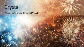  Presentation with new year - Theme consisting of pyrotechnics - fireworks at new year background and a coral colored foreground