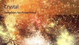  Presentation with new year - Slide set consisting of pyrotechnics - fireworks at new year background and a gold colored foreground