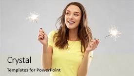  Presentation with diverse group of smiling people giving thumbs up - Presentation design consisting of pyrotechnics and people concept - smiling background and a yellow colored foreground