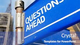  Presentation with questions - Colorful PPT theme enhanced with qa - questions ahead blue road sign backdrop and a teal colored foreground