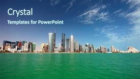  Presentation with qatar - Slides with qatar - wide-angle view of the doha background and a ocean colored foreground