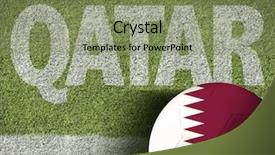  Presentation with soccer field - Presentation theme enhanced with qatar ball in a soccer background and a seafoam green colored foreground
