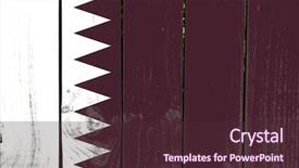  Presentation with qatar - Slide set having qatar flag on wooden background background and a  colored foreground