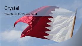  Presentation with qatar flag - Colorful presentation theme enhanced with qatar flying from a flagpole backdrop and a light blue colored foreground