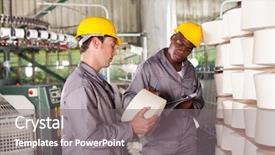  Presentation with raw material - Theme with qc - two textile workers checking raw background and a gray colored foreground
