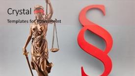  Presentation with contract and law - Colorful slide deck enhanced with qection tems - justitia with paragraph as contract backdrop and a coral colored foreground