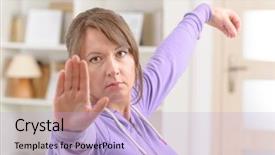  Presentation with tai chi - Beautiful presentation theme featuring qigong - beautiful woman doing qi gong backdrop and a light blue colored foreground
