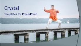  Presentation with qigong - Amazing presentation design having qigong - man doing qi-gong backdrop and a sky blue colored foreground