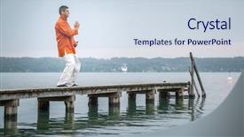  Presentation with qigong - Presentation design having qigong - man doing qi-gong background and a  colored foreground