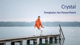  Presentation with doing the right thing - Audience pleasing PPT theme consisting of qigong - man doing qi-gong backdrop and a  colored foreground