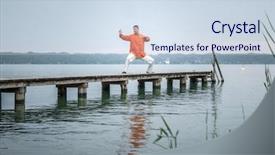  Presentation with qigong - PPT theme enhanced with qigong - man doing qi-gong background and a sky blue colored foreground