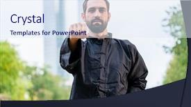  Presentation with philippine martial arts - Slides having qigong - martial arts sportsman practicing karate background and a  colored foreground