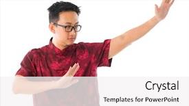  Presentation with tai chi - Theme having qigong - southeast asian chinese man practicing background and a white colored foreground