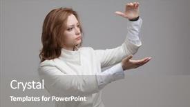  Presentation with qigong - Audience pleasing PPT theme consisting of qigong - woman holding something in hands backdrop and a  colored foreground