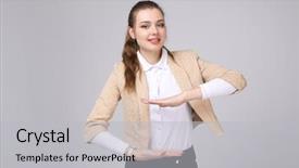  Presentation with qigong - Slide deck with qigong - woman holding something in hands background and a  colored foreground