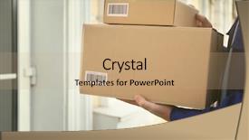  Presentation with courier - Audience pleasing presentation consisting of qr - courier with parcel in doorway backdrop and a coral colored foreground