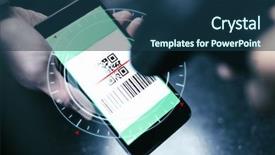  Presentation with cashless - Audience pleasing presentation theme consisting of qr - qr code payment online shopping backdrop and a ocean colored foreground