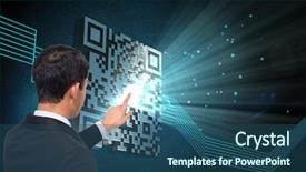  Presentation with composite - Slide deck with qr code - composite image of asian businessman background and a ocean colored foreground